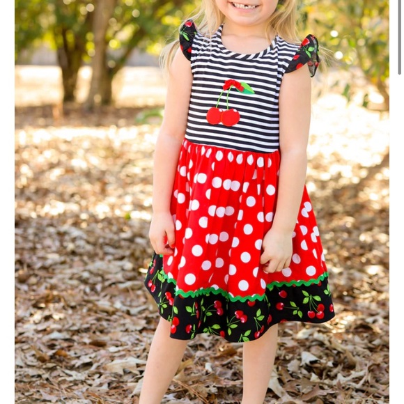 🚨 SOLD Ricrac & Ruffles Cherry Dress - Picture 3 of 6